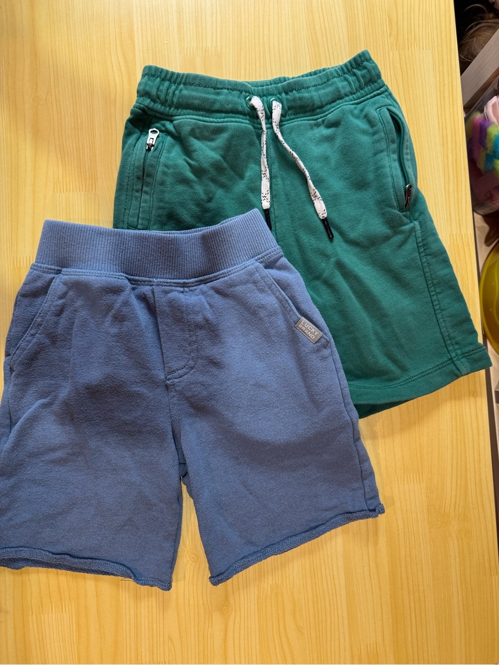 Kids Fleece Shorts - Green and Blue Boys Size 3T